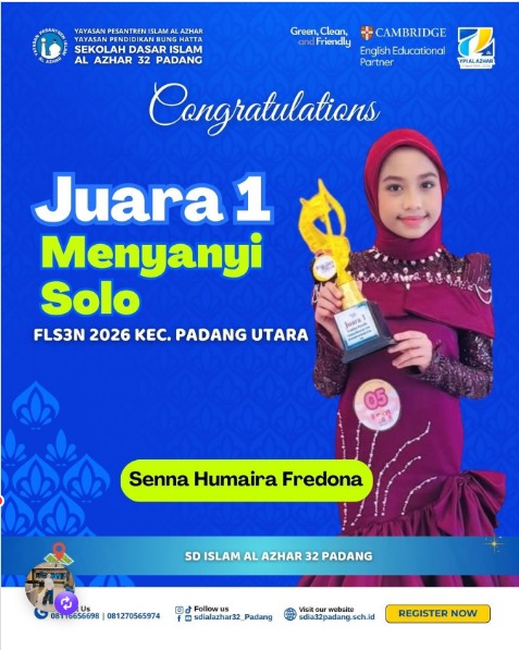 Juara 1 Lomba Menyanyi Solo FLS3SN tingkat Kec. Padang Utara