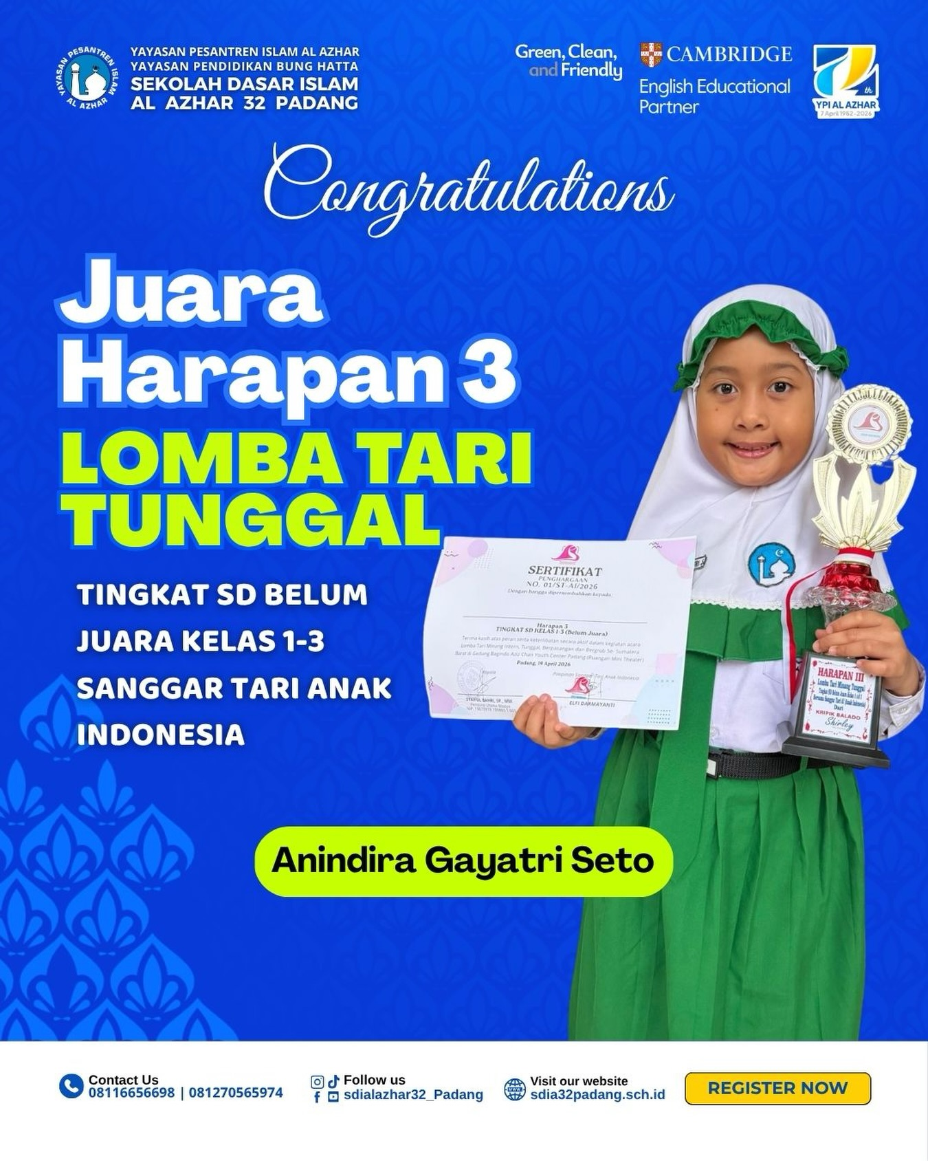 Harapan 3 Lomba Tari Minang Tunggal Se-Sumatera Sanggar Tari Anak Indonesia