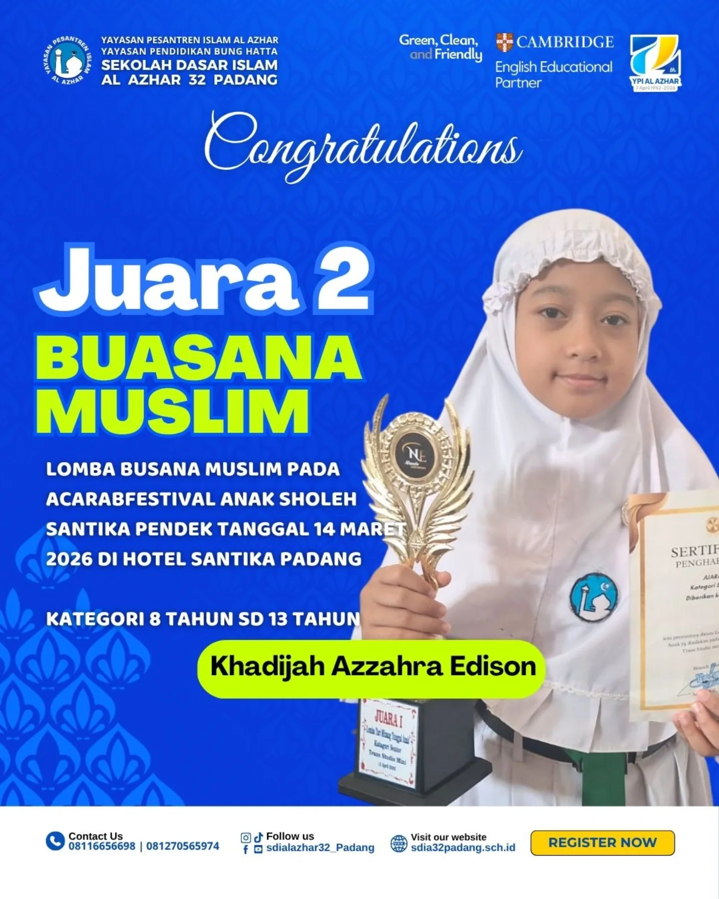 Juara 2 Lomba Busana Muslim Festival Anak Sholeh Santika 