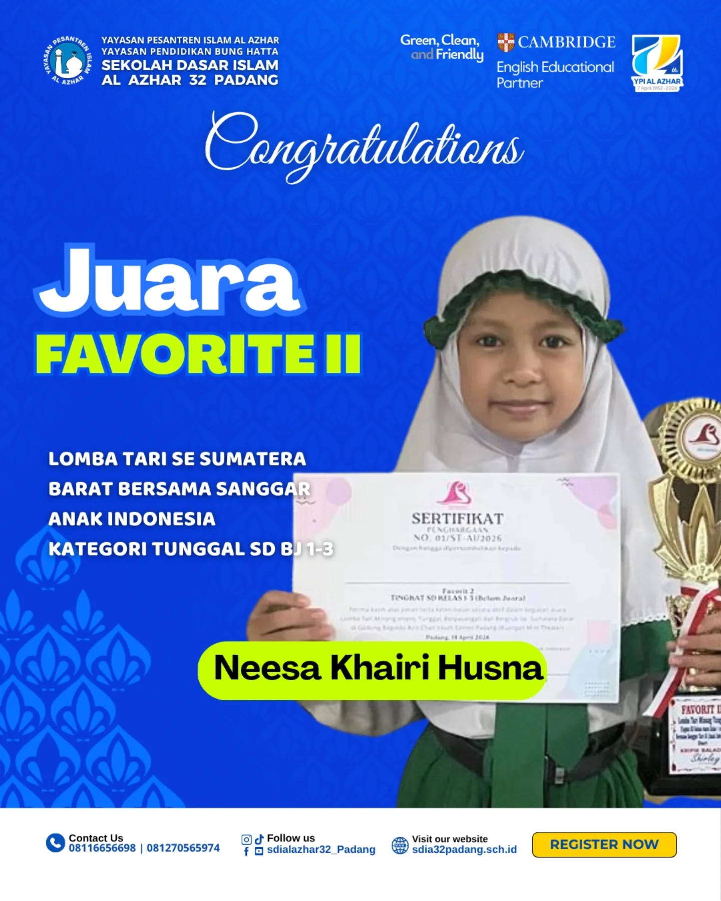 Juara Favorite 2 Lomba Tari Se Sumatera Barat bersama sanggar  Anak Indonesia