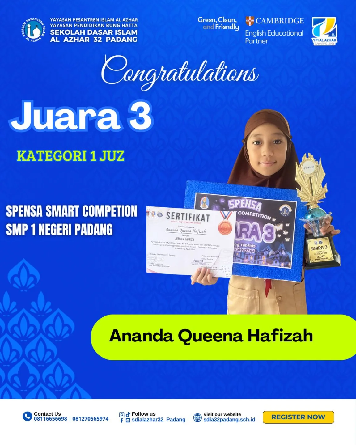 Juara 3 Kategori 1 Juz Lomba Spensa Smart Competition 2026