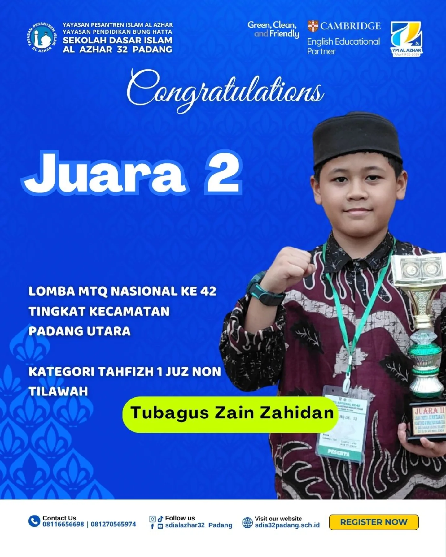 Juara 2 Lomba  MTQ Nasional ke 42 tingkat Kecamatan Padang Utara